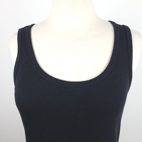 Lilla P Black Scoop Neck Tank Top Knit Stretch Basic Neutral Size Medium - Picture 2 of 6